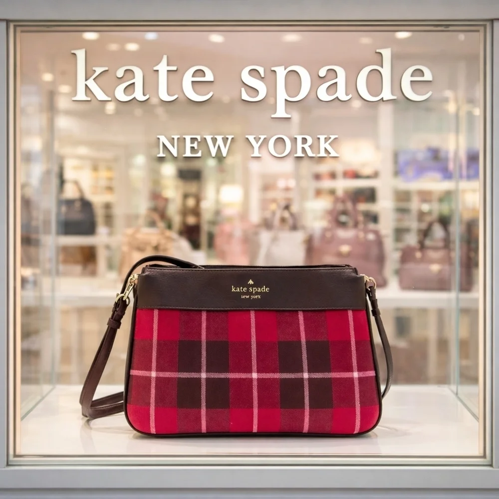 Kate Spade Leila Plaid Triple Gusset Crossbody